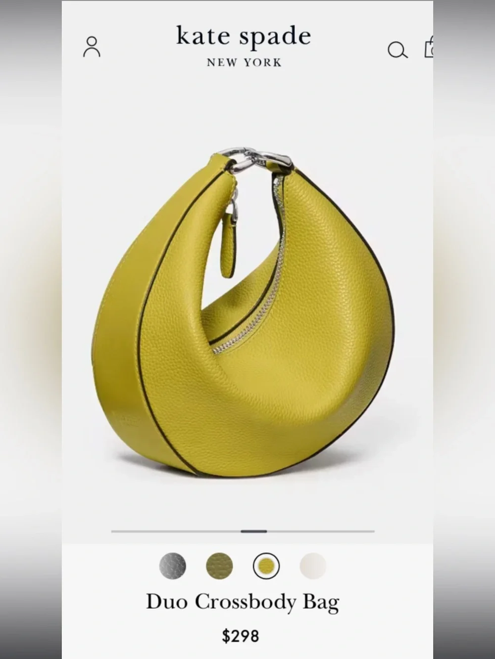 Kate Spade New York Duo Small Pebbled Leather Crossbody Clutch Bag in Lime